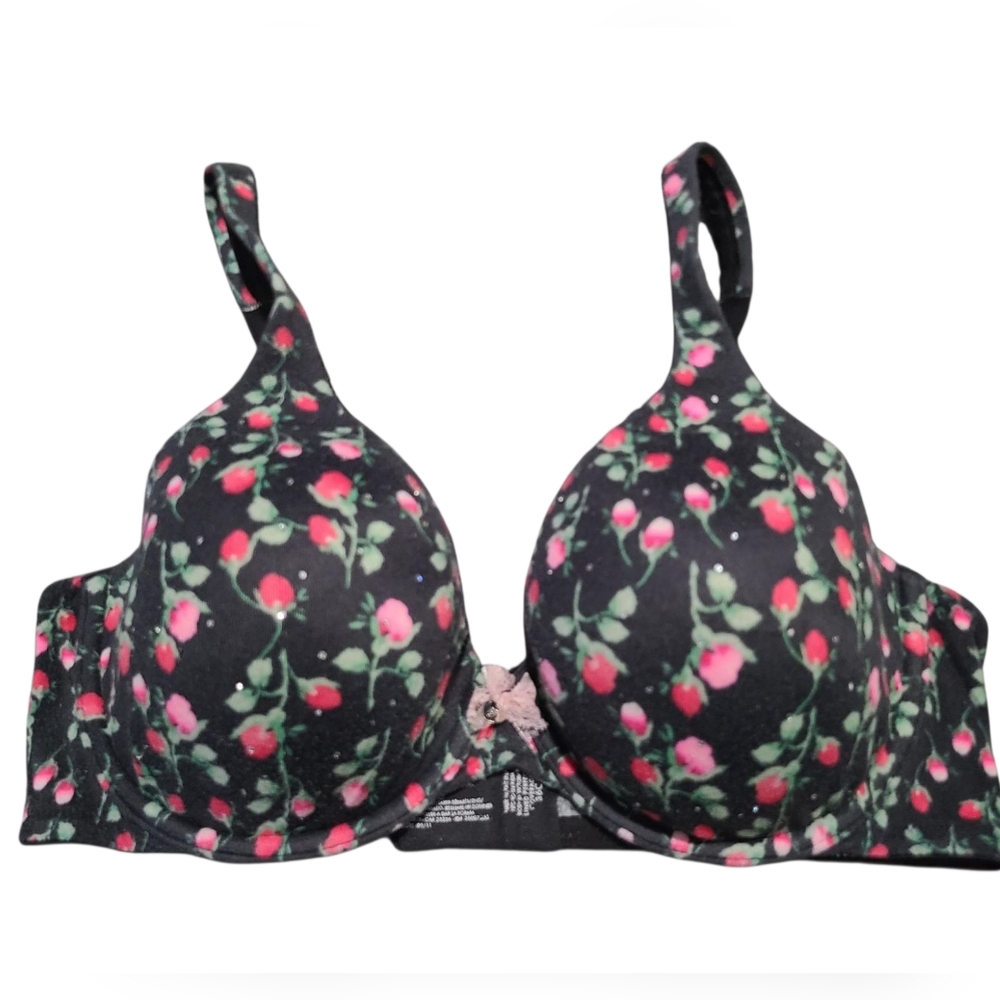 VICTORIA'S SECRET Black Floral Bra 36C